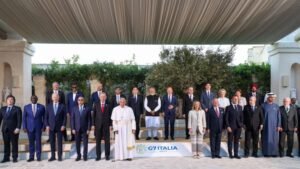 PM Modi with the Pope Francis and other world leaders during the G7 Summit at Italy 